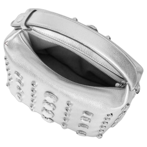 Rebecca Minkoff Stone Studded Shoulder Bag, Silver, NWT - Picture 4 of 16